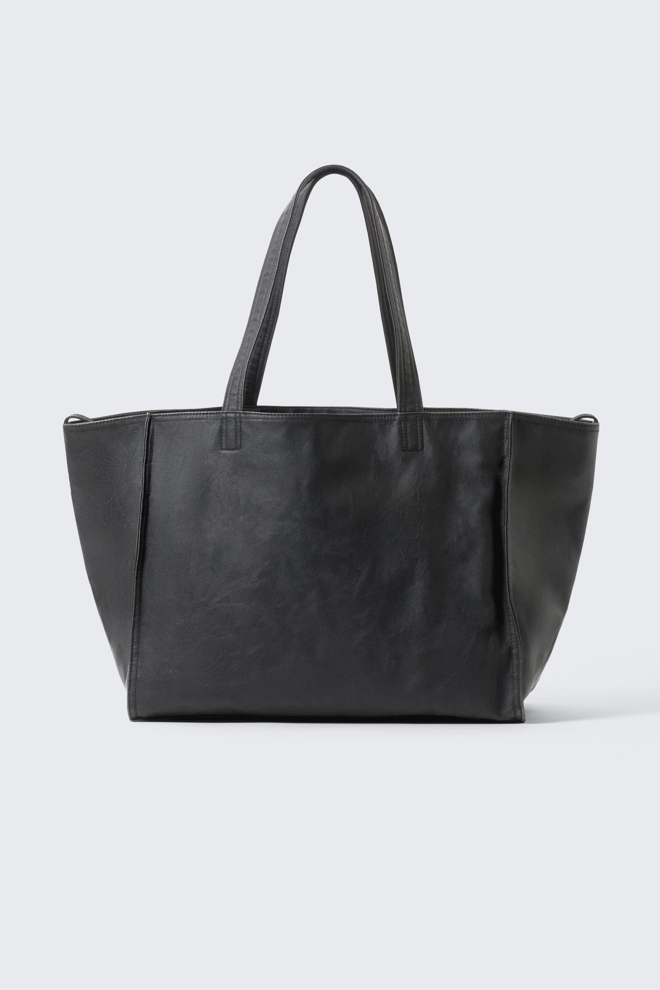 Svart - Stor Tote-väska i Konstläder - 1