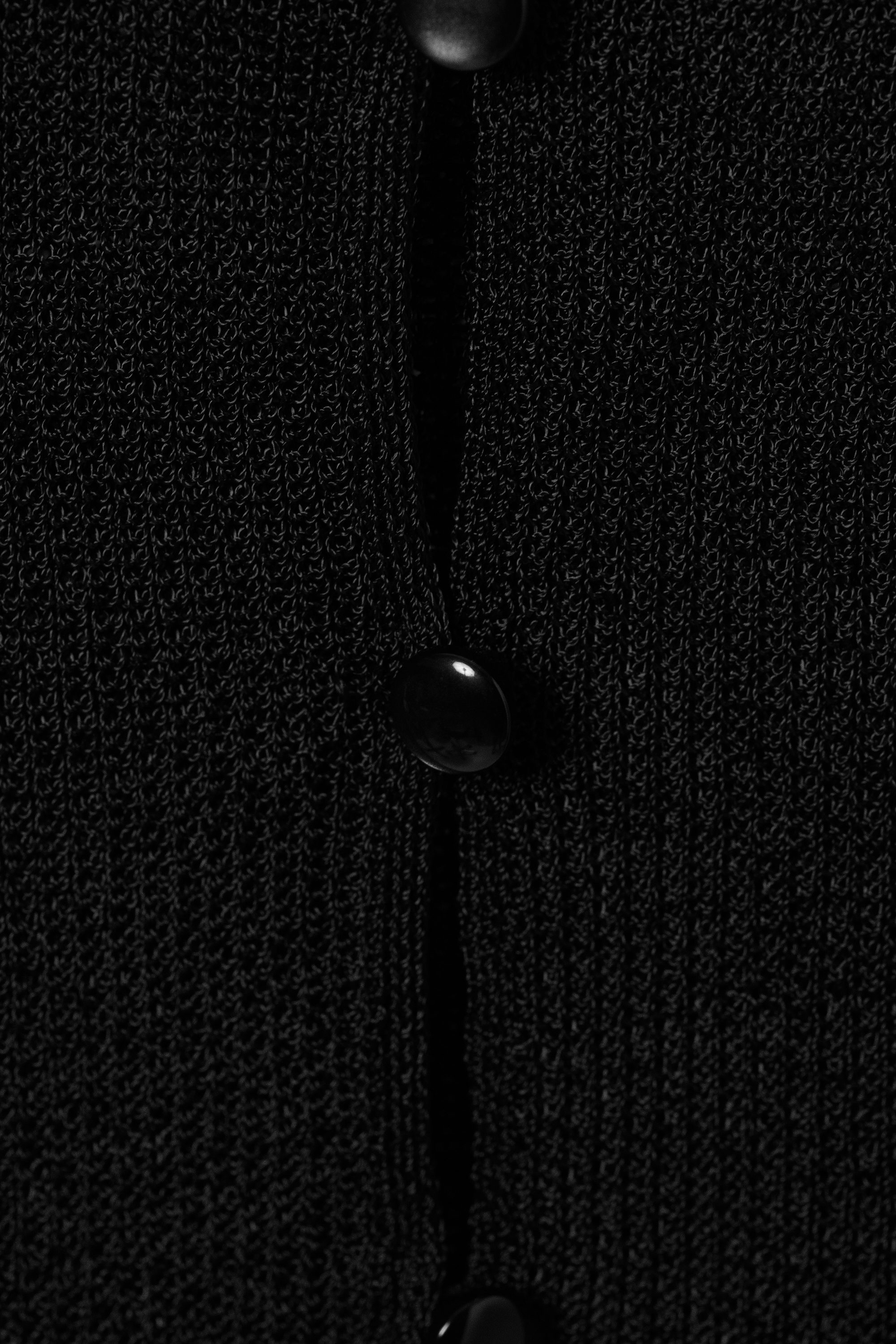 Black - Open Knit Buttoned Cardigan - 4