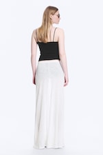 White - Sheer Cotton Knit Maxi Skirt - 3