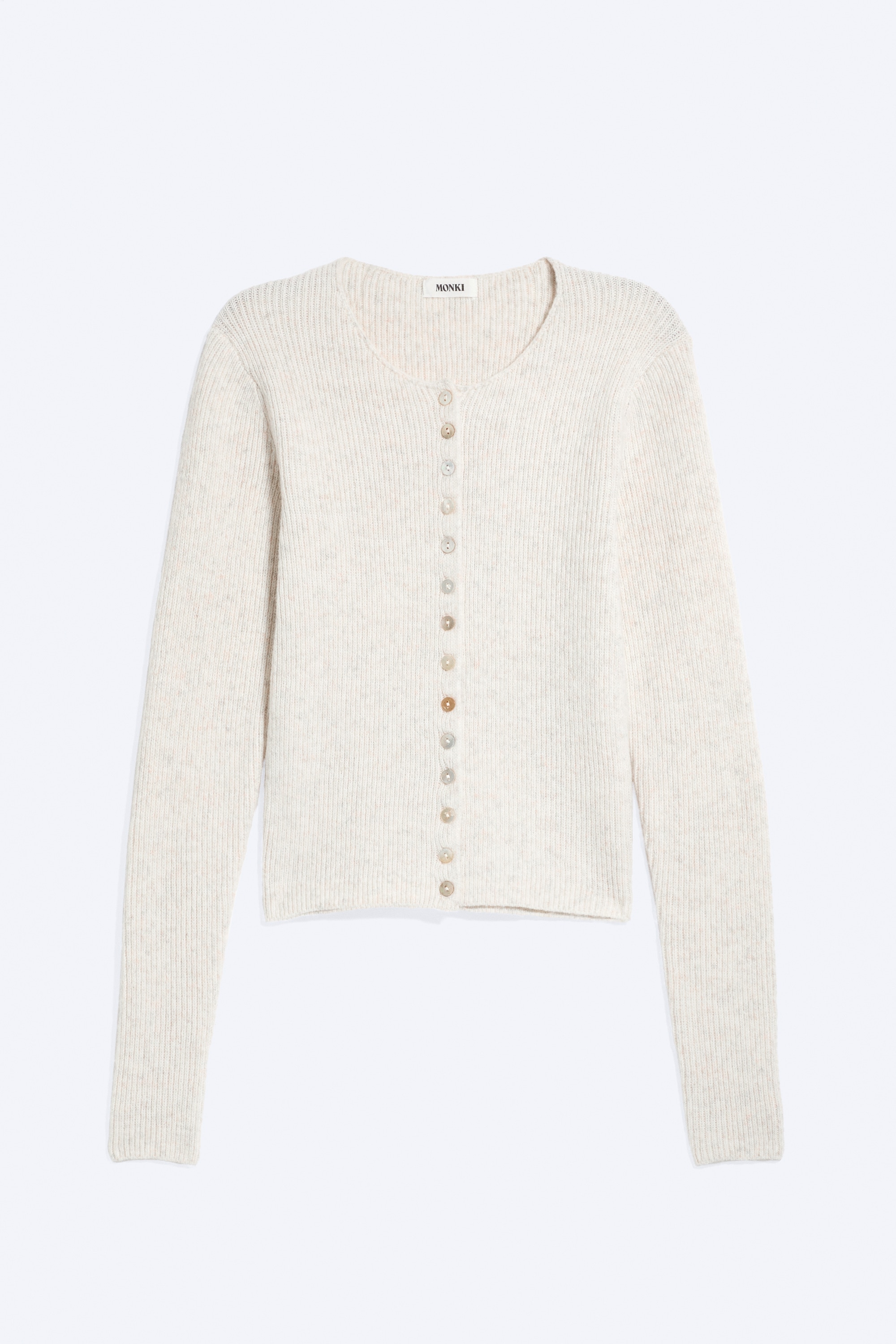 Cardigan in maglia - Bianco polvere/Verde lime