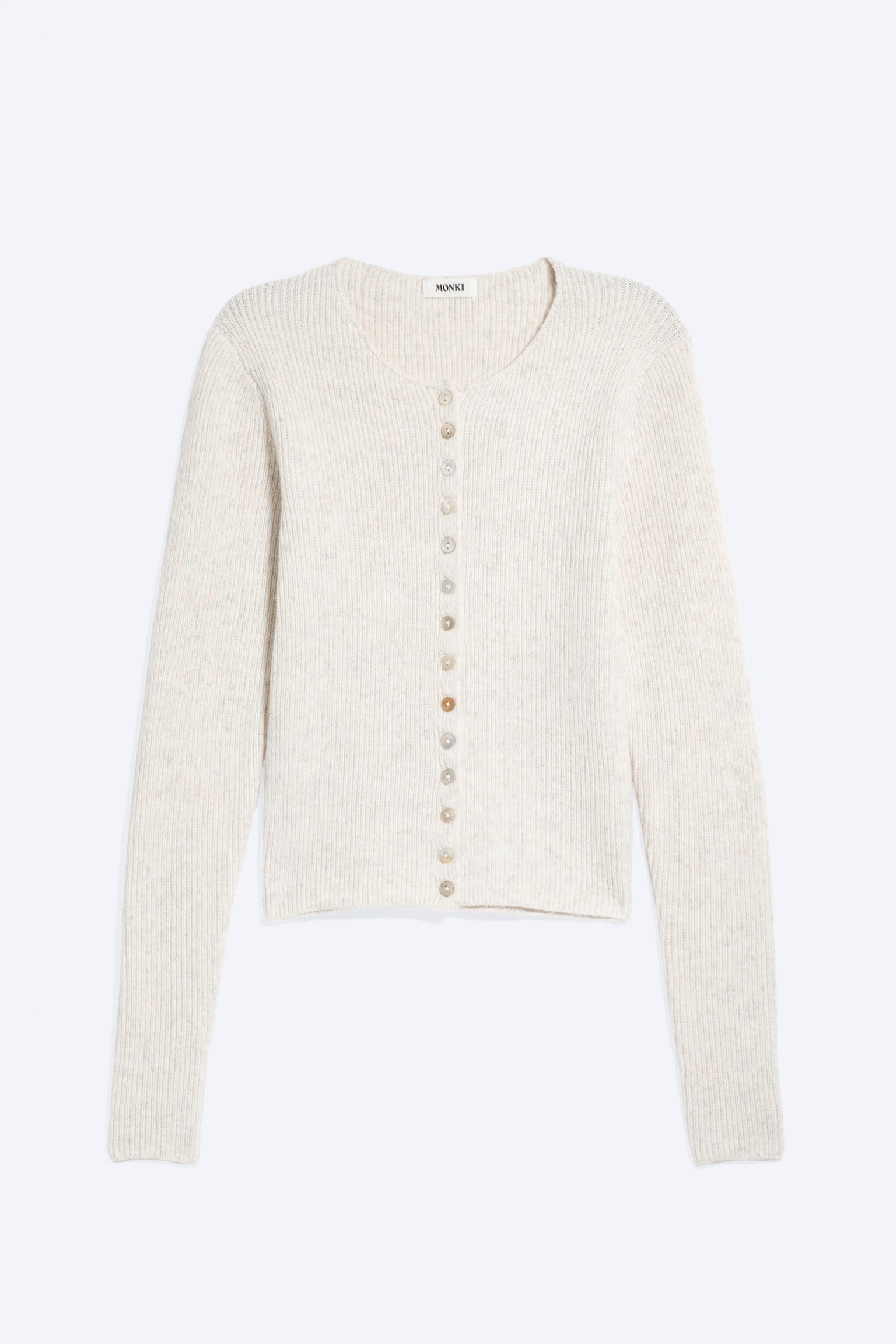 Cardigan in maglia - Bianco polvere/Verde lime