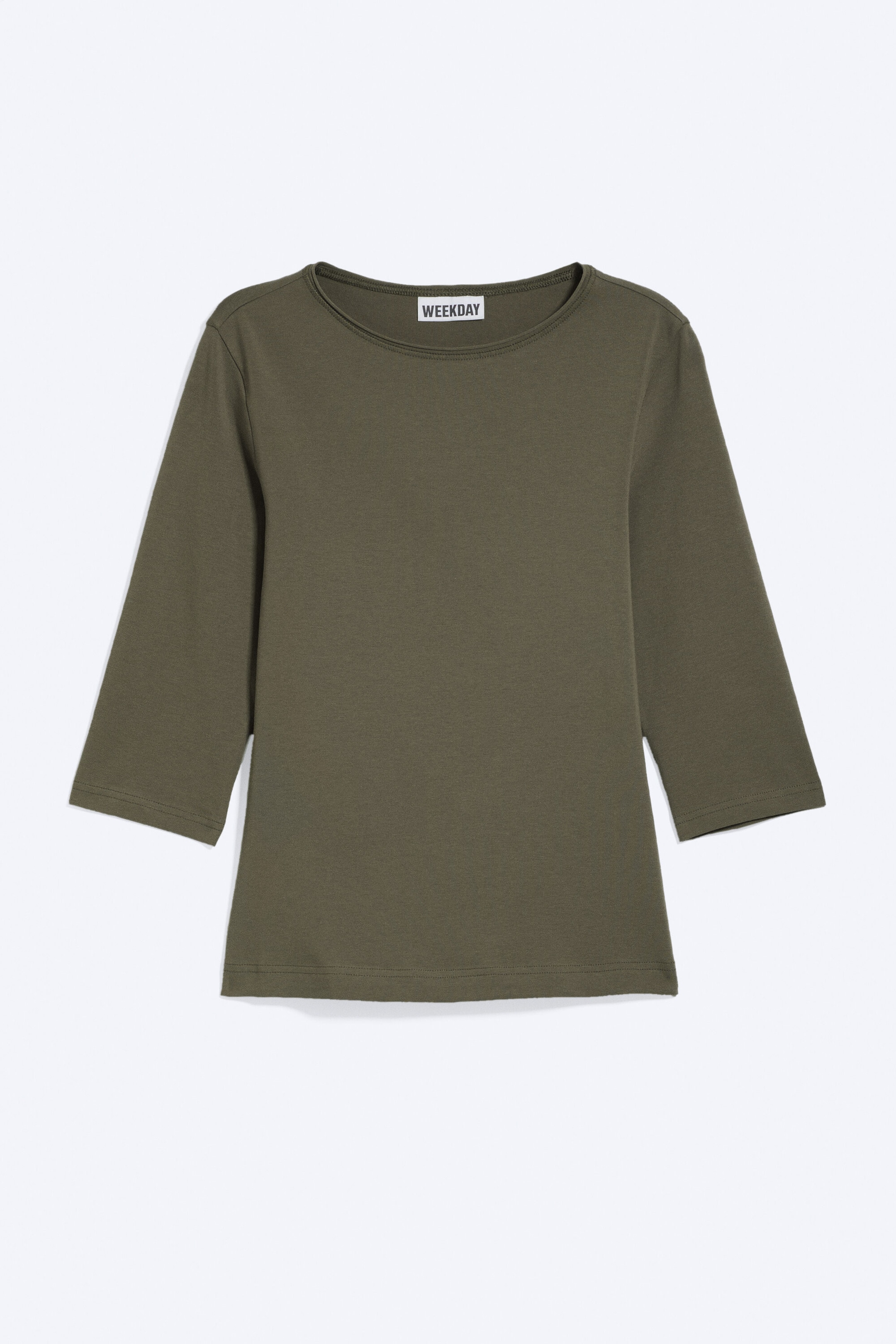 Dark Khaki Green - Fitted Three-Quarter Sleeve Top - 4