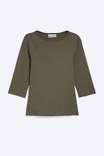 Dark Khaki Green - Fitted Three-Quarter Sleeve Top - 4