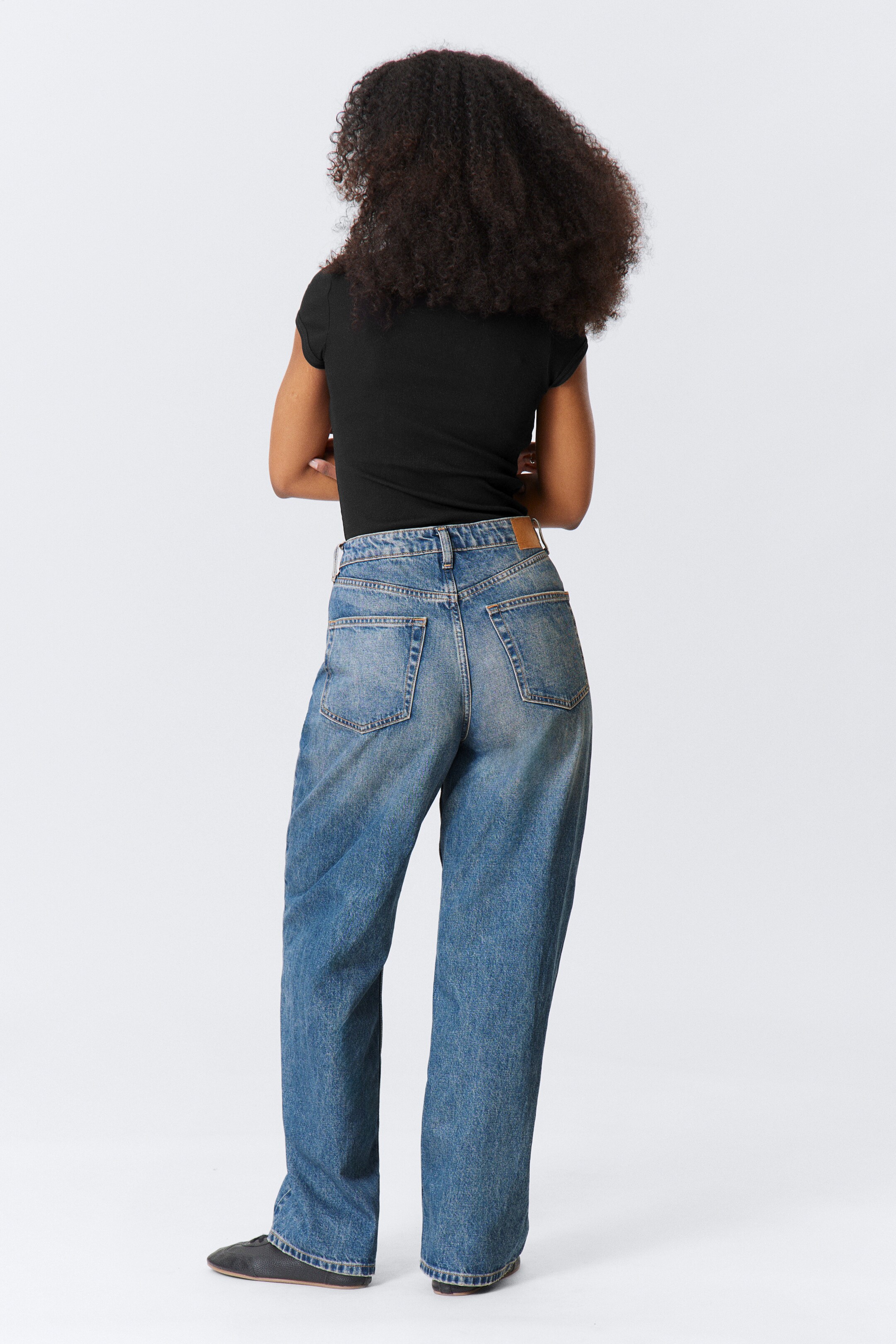 Προβολή μεγαλύτερης εικόνας: Halo Curve High Waisted Regular Wide Leg Jeans - Iron Blue - Medium Blue - Ladies | H&M GR 3