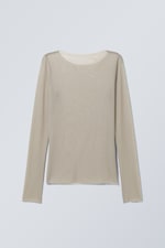 Hellgrau - Transparentes Langarmshirt - 0