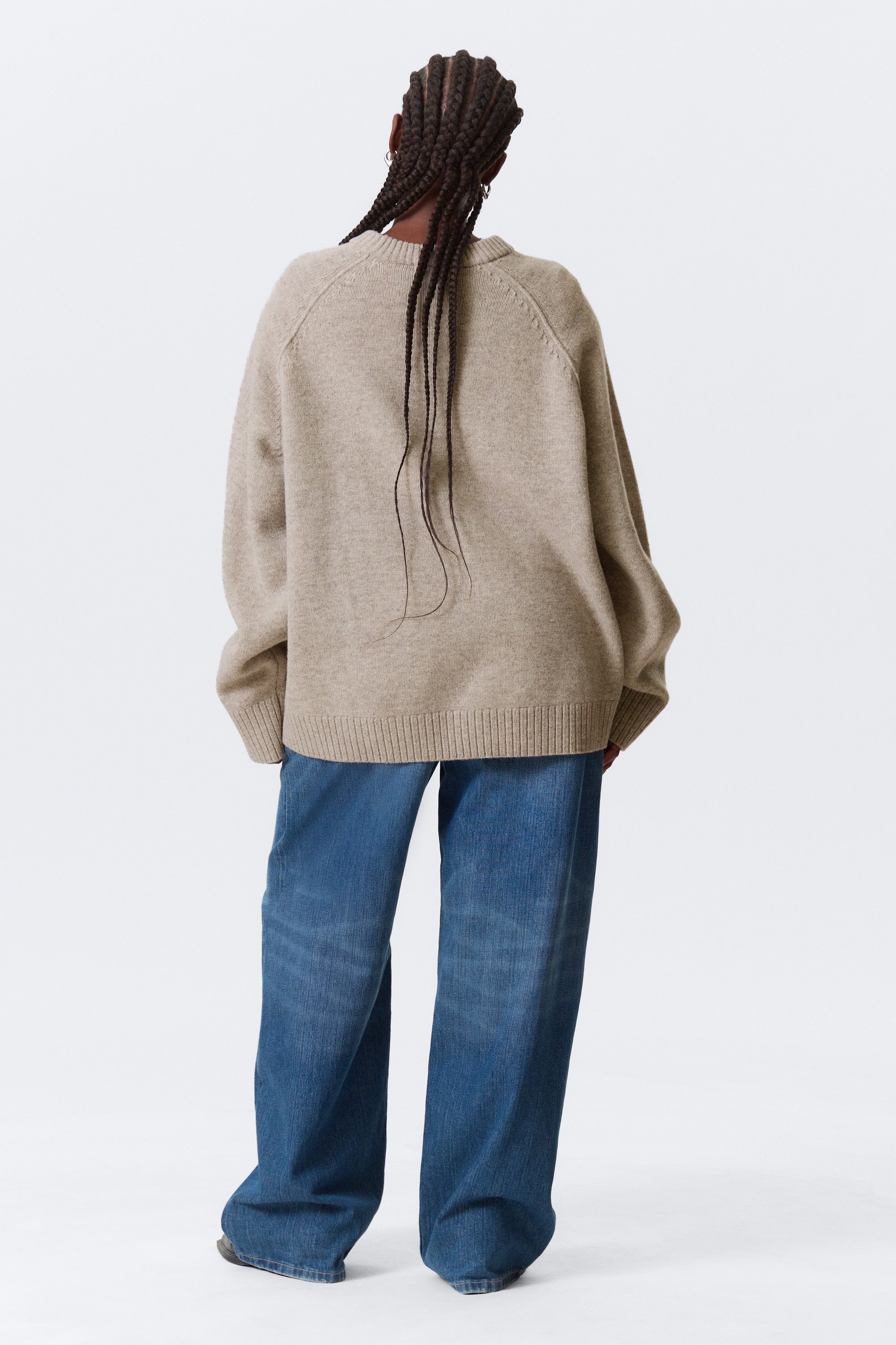 Light Mole Melange - Relaxed Knitted Wool Sweater - 3