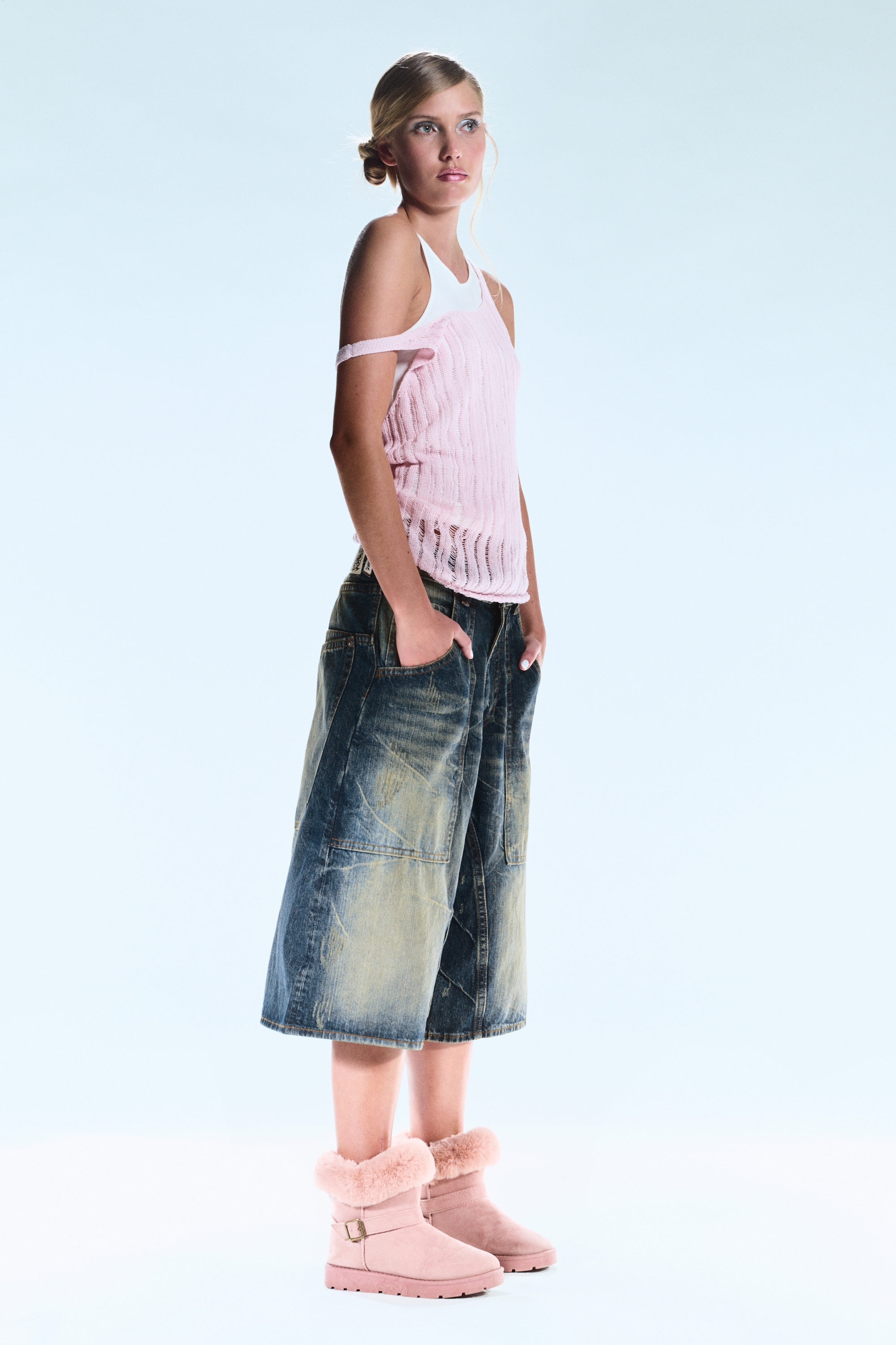 Canyon Blue - Dark Blue - Dunno Unisex Loose Fit Carpenter Jorts - 2