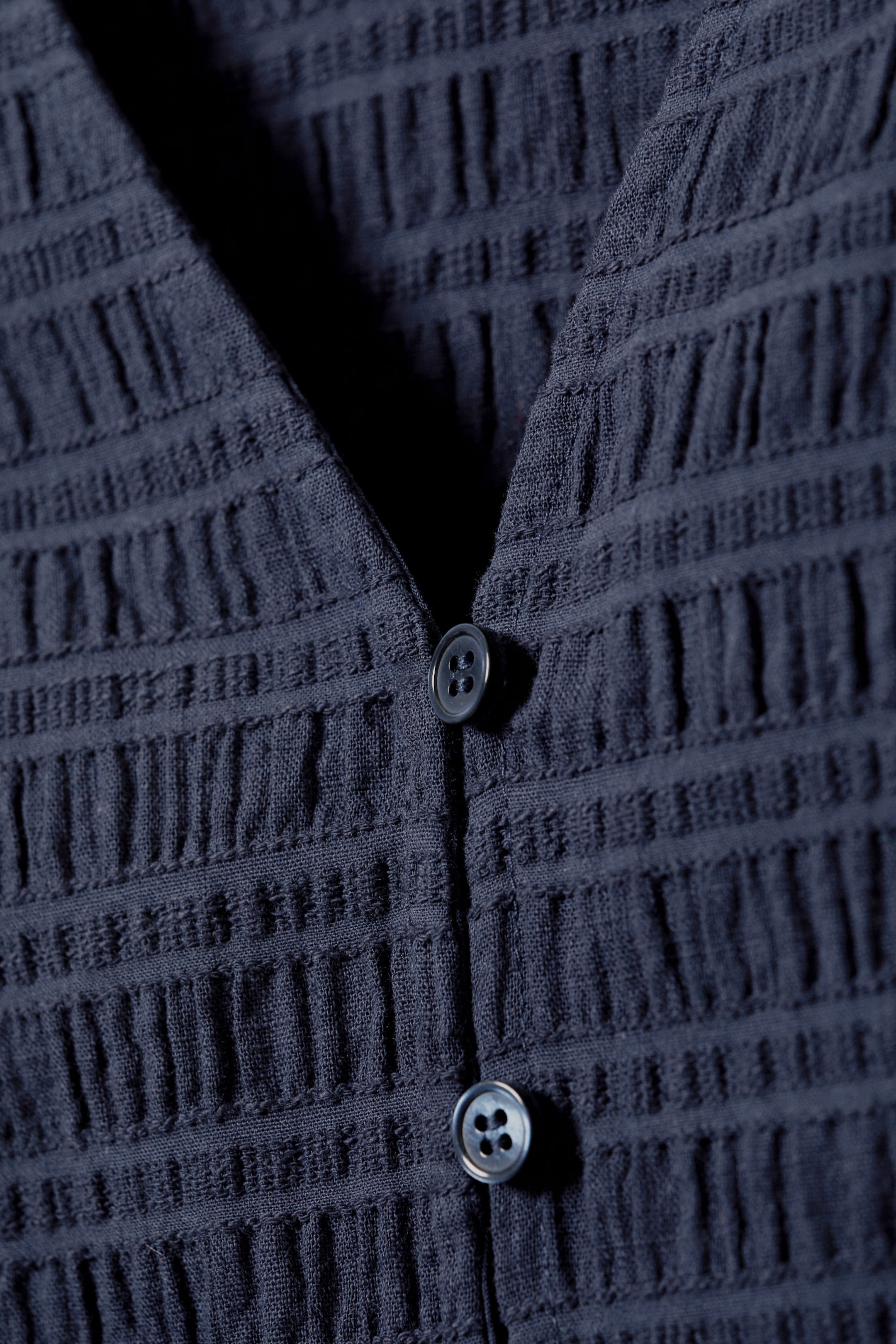 Dark Blue - Structured Short Sleeve Cotton Top - 1