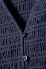 Dark Blue - Structured Short Sleeve Cotton Top - 1