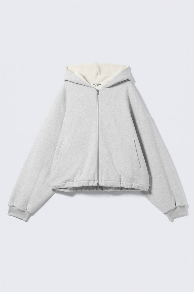 Oversized Fleece Zip Hoodie - Grey Melange - 1