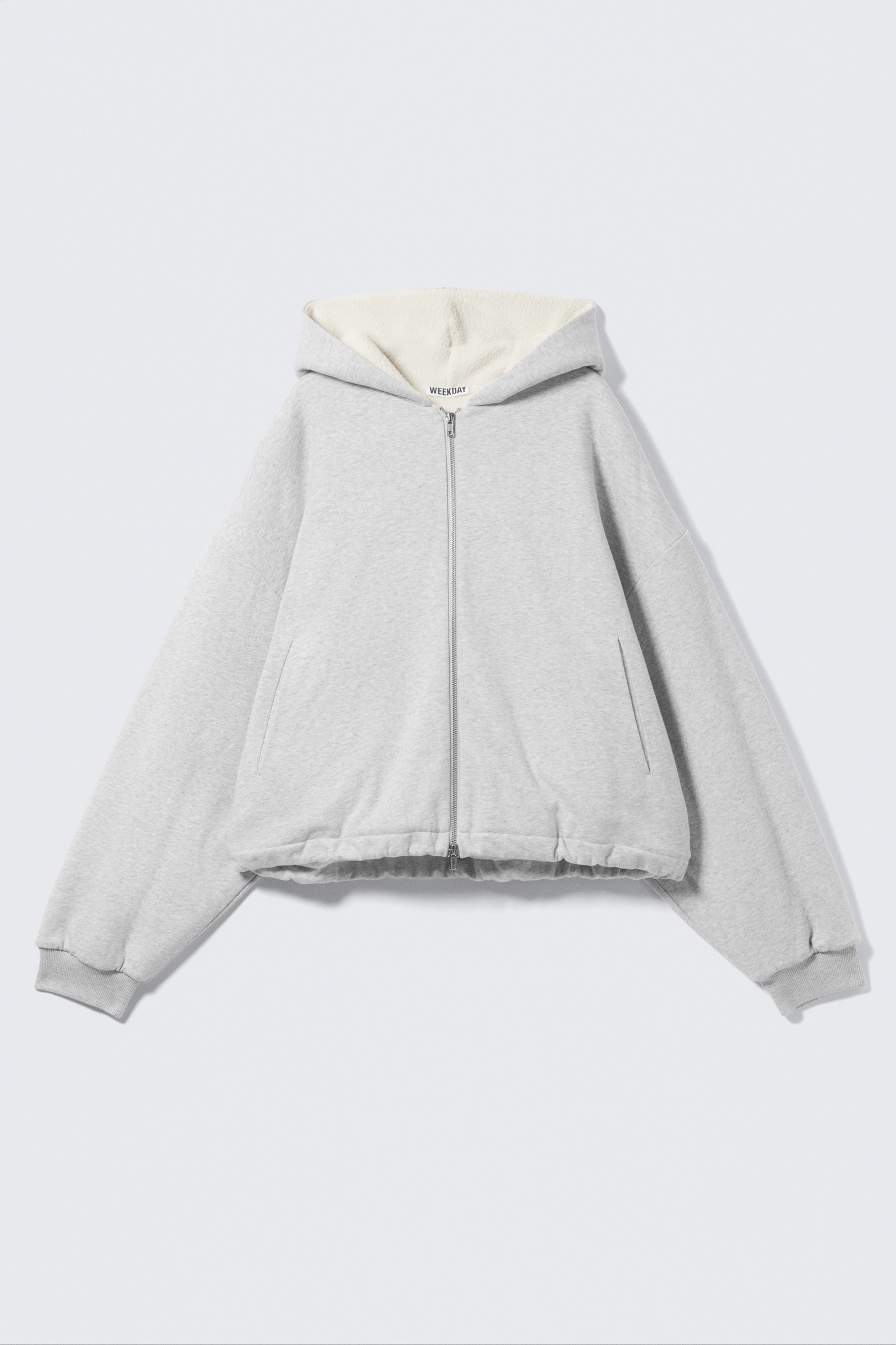 Oversized Fleece Zip Hoodie - Grey Melange/Black - 2