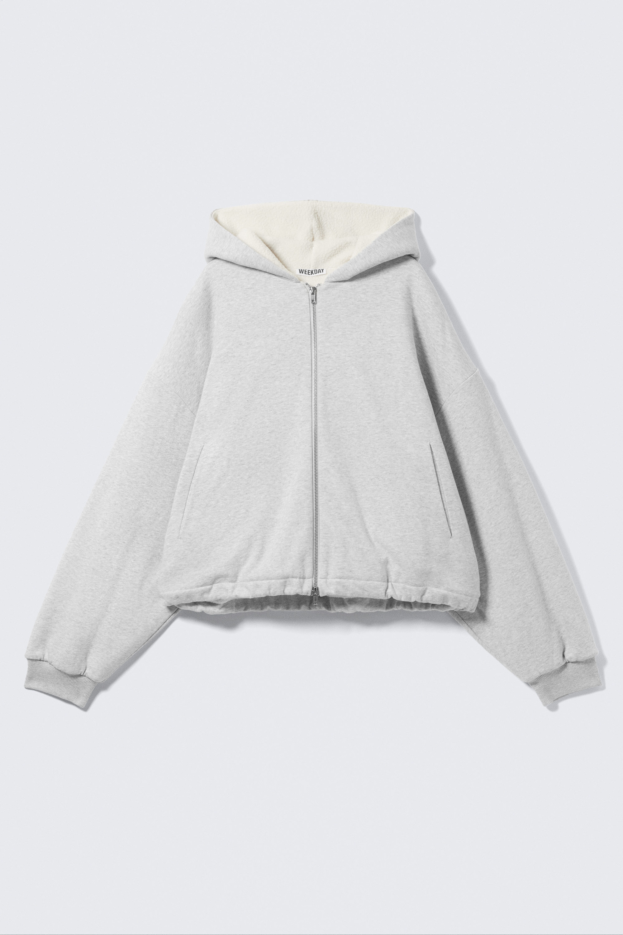 Grey Melange - Oversized Fleece Zip Hoodie - 1
