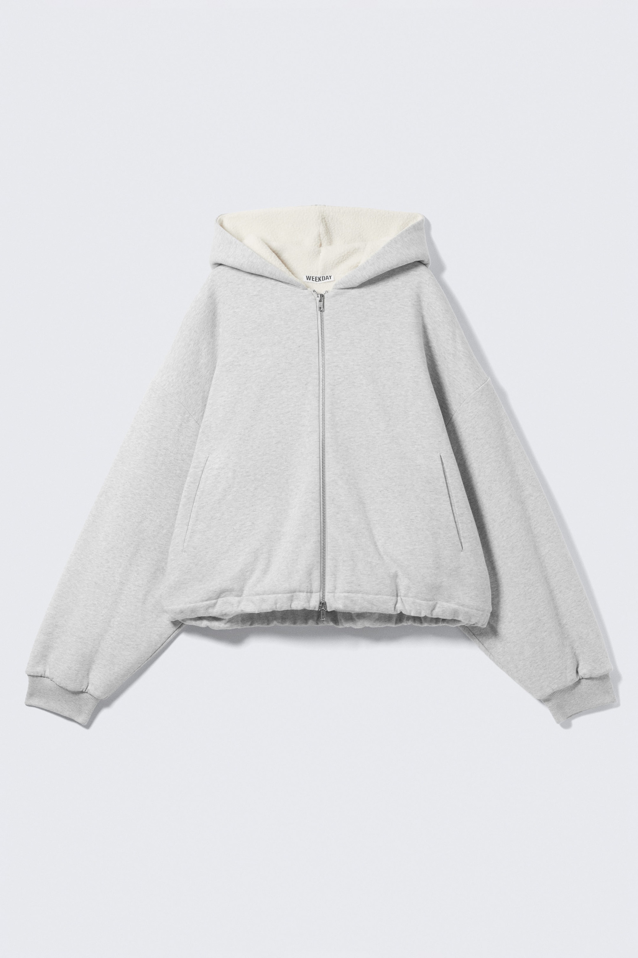 Grey Melange - Oversized Fleece Zip Hoodie - 4