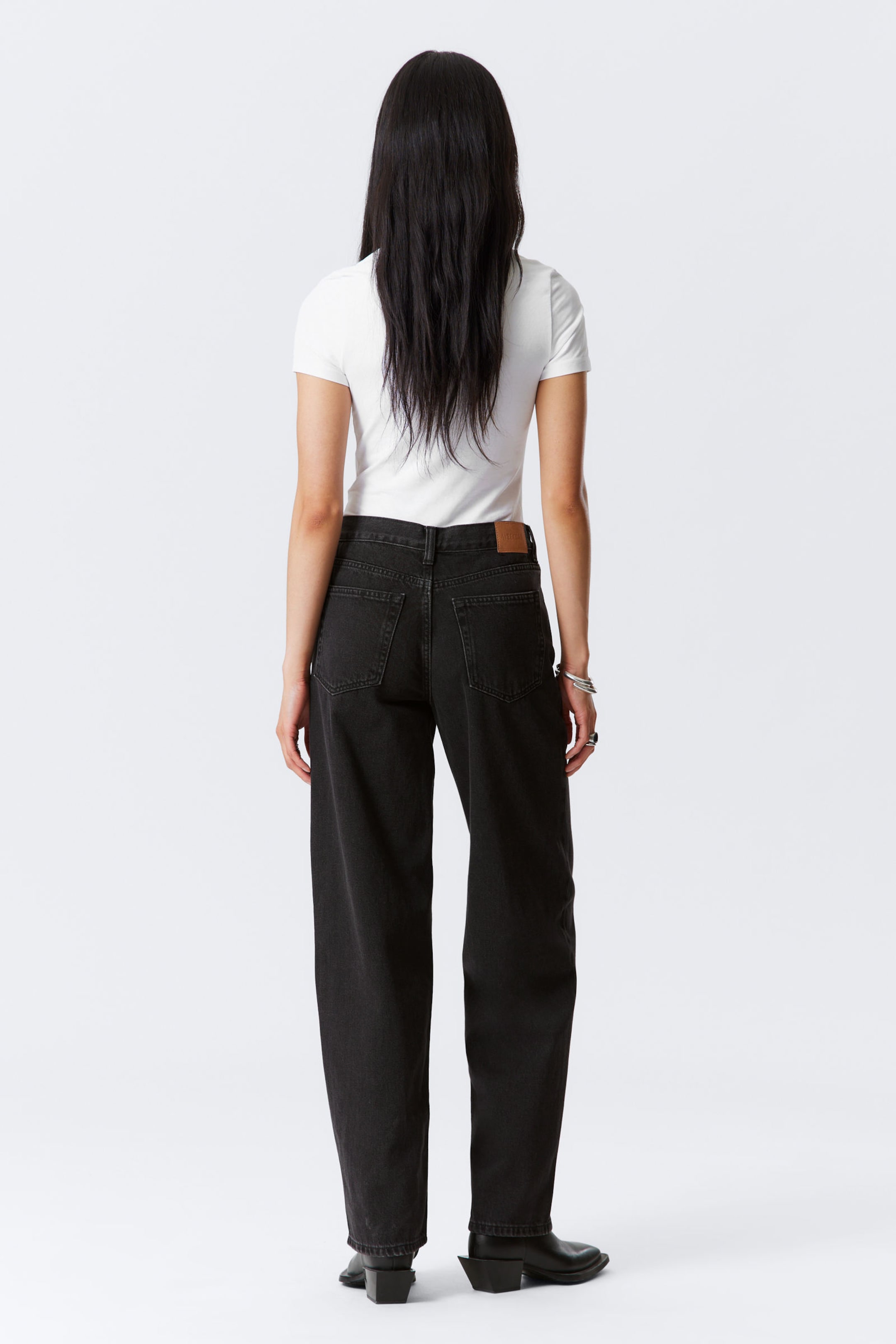 Ink Black - Black - Rail Mid Rise Loose Wide Leg Jeans - 6