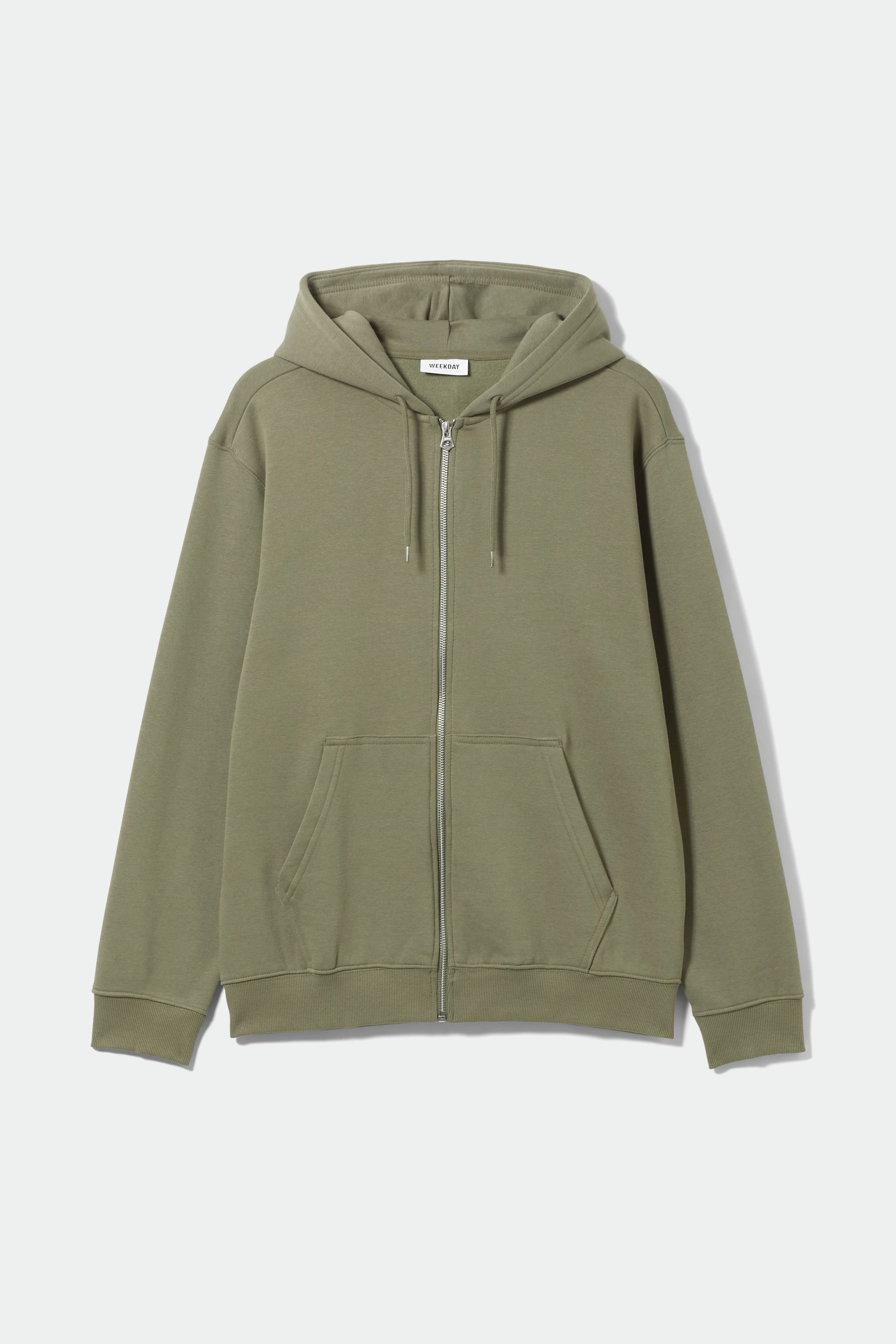 Khaki green - Sweat à capuche zippé classique - 0