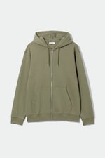 Khaki green - Sweat à capuche zippé classique - 0