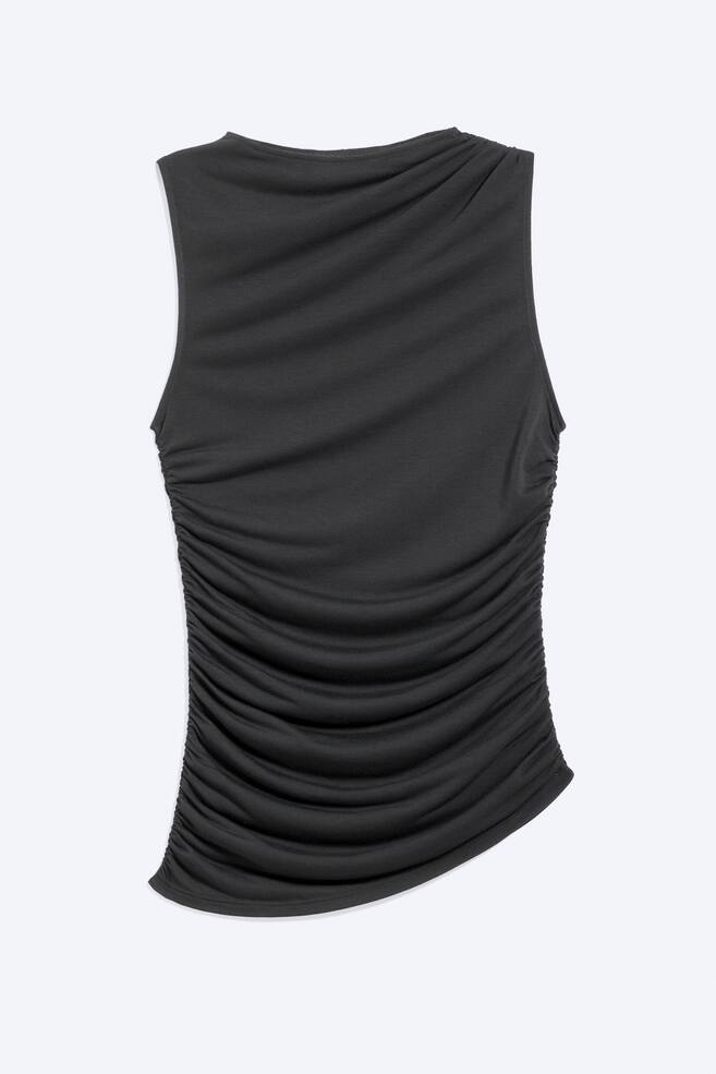 Gathered Asymmetric Tank Top - Light Grey - Article Print - 1