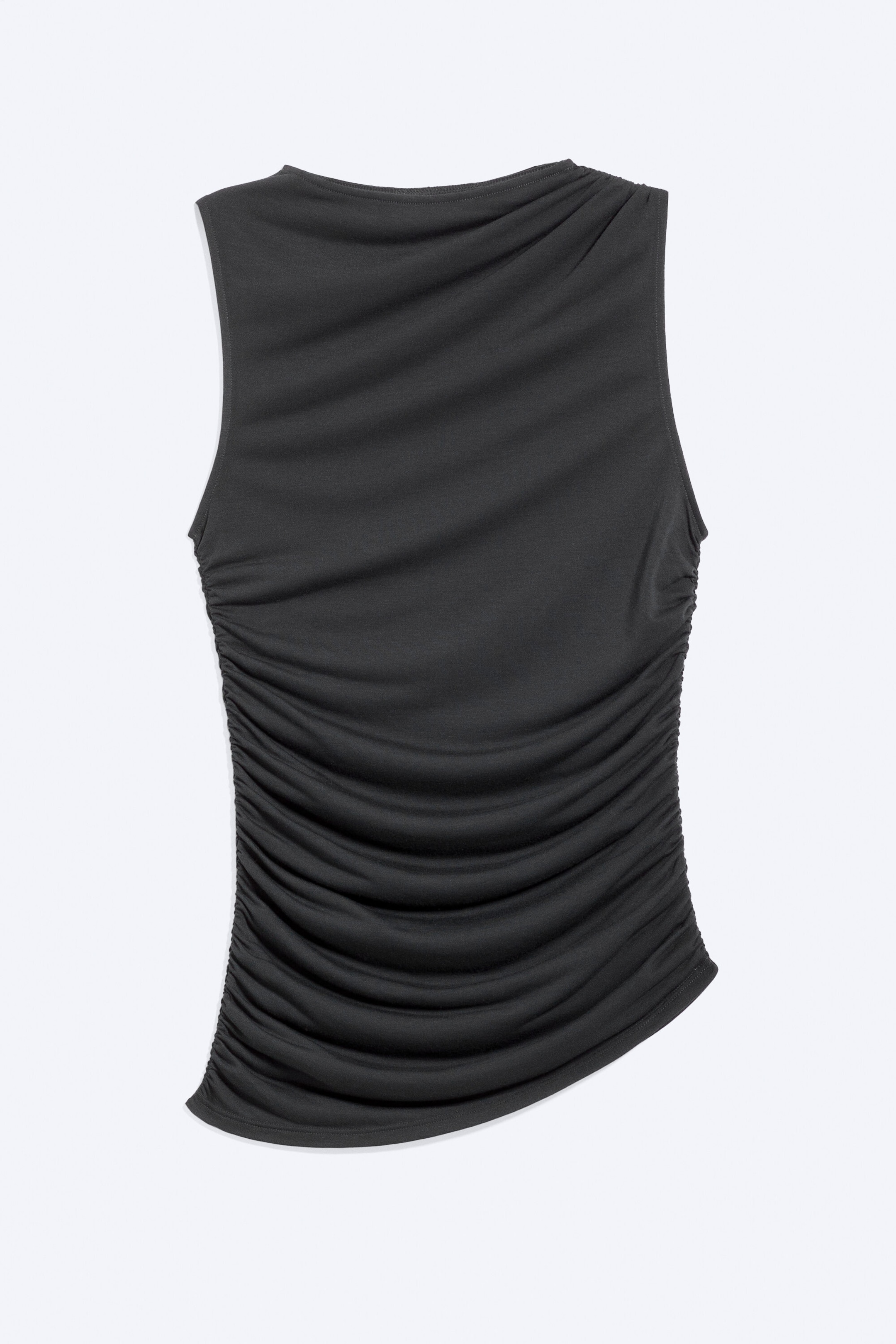 Light Grey - Article Print - Gathered Asymmetric Tank Top - 4