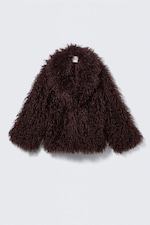 Burgundy - Faux Fur Jacket - 6
