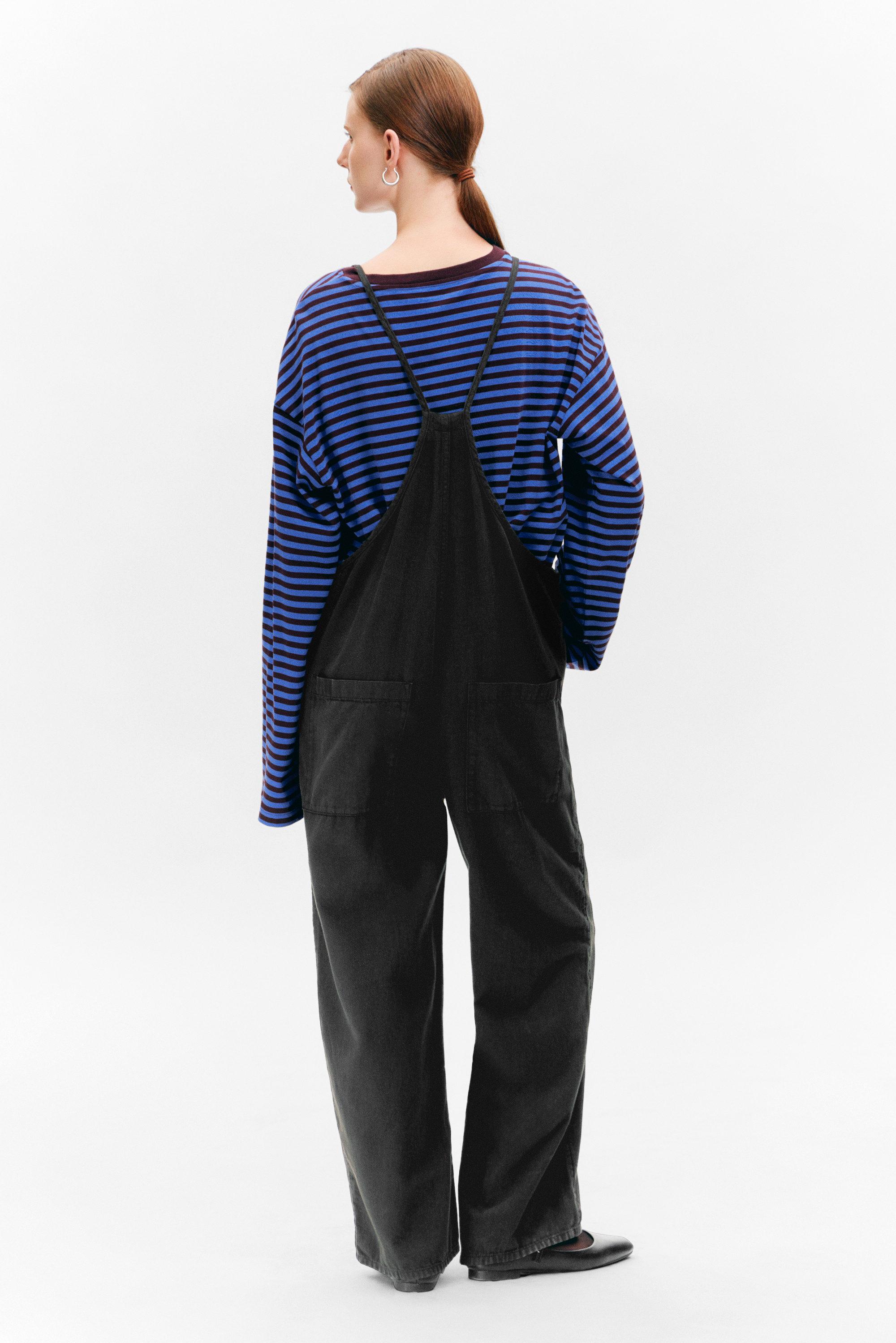 Black - Tie Denim Dungarees - 2