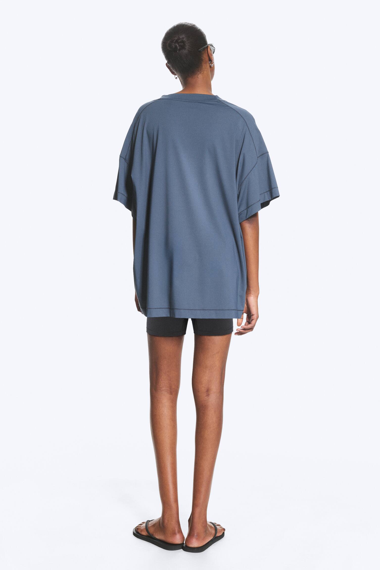 T-shirt de sport décontracté - Bleu foncé/Blanc cassé - 4