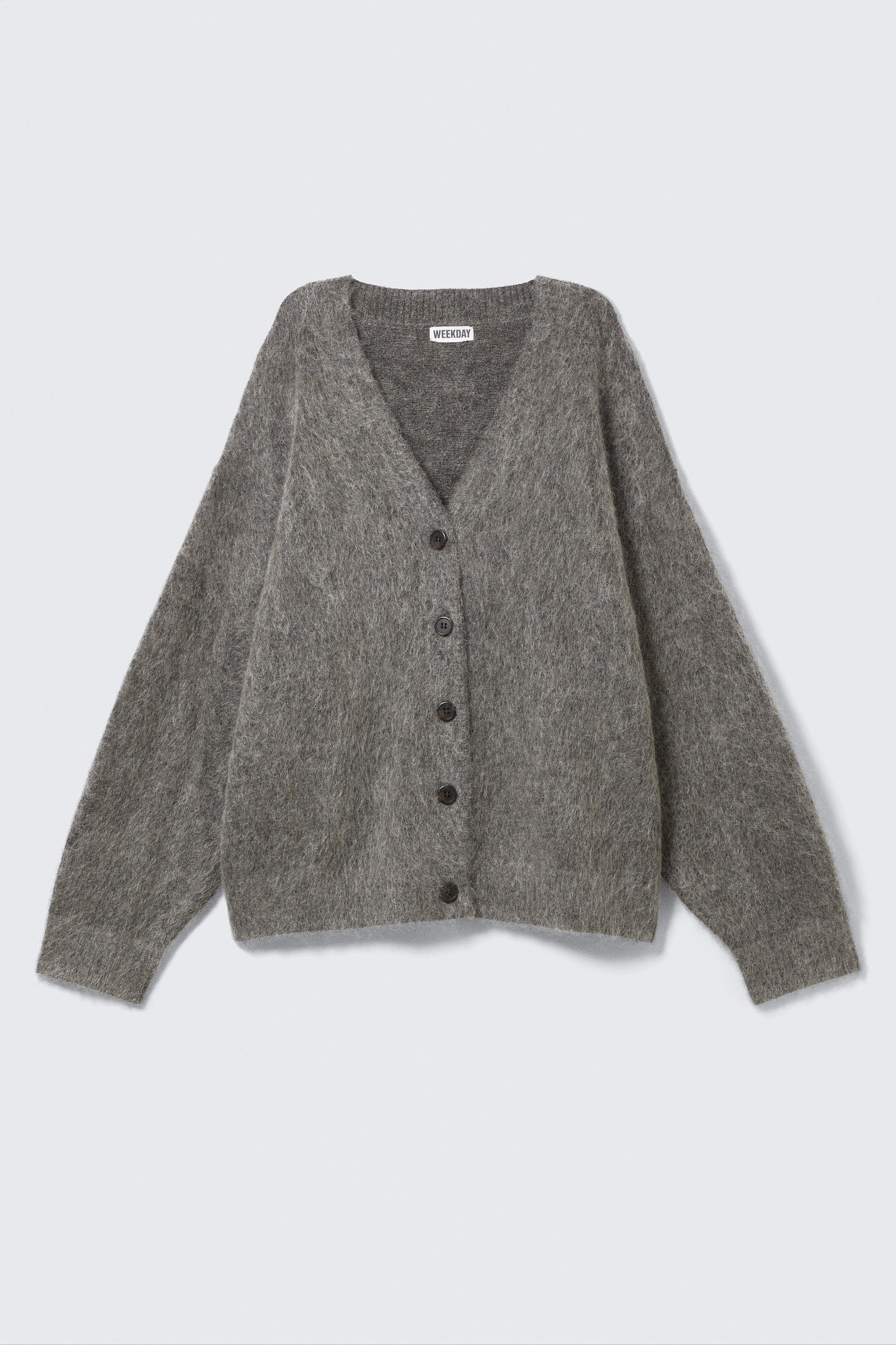 トップス YOKE / LOOSED MOHAIR CARDIGAN blue gray Women's Crewneck Solid Cardigan Casual Button Down Long
