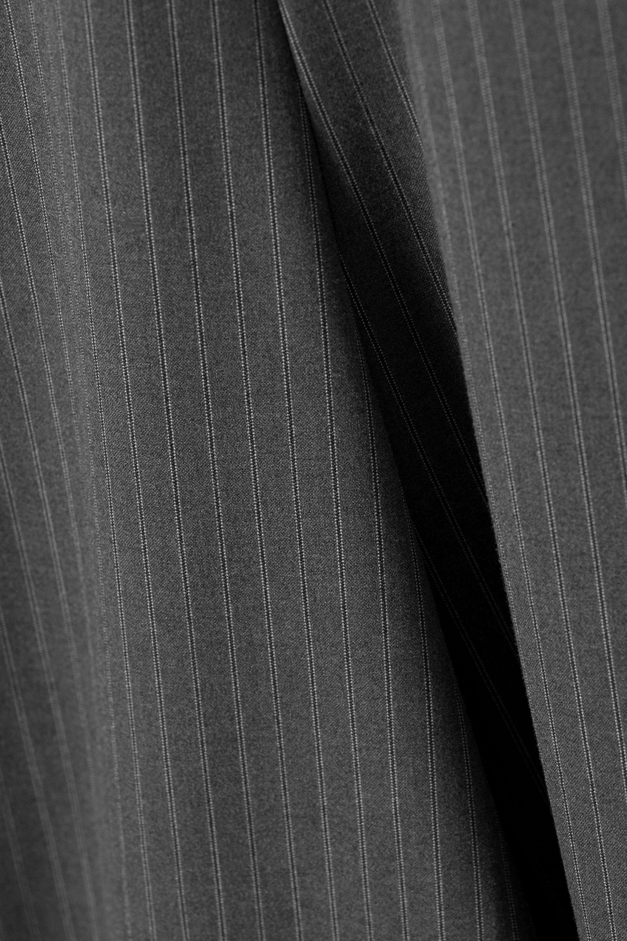 Dusty Grey Pinstripes - Midi Slim Volume Skirt - 2