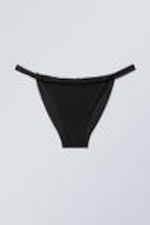 Black - Low Waist Ruched Bikini Briefs - 3
