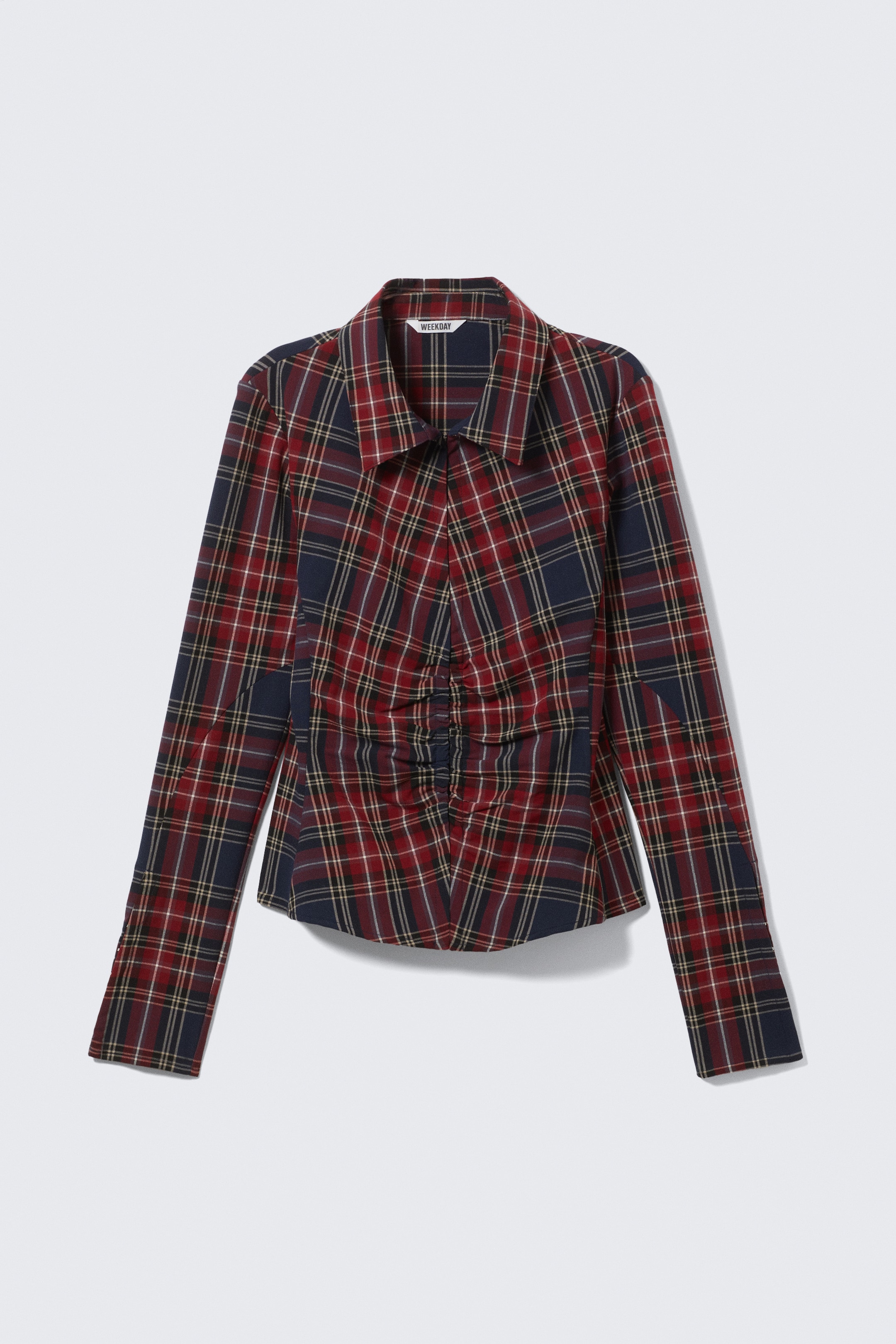 Größeres Bild anzeigen: Ein langärmliges, tailliertes Hemd aus Satin. - Dunkelrot - Ladies | H&M AT 4