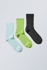 Blue green black - 3-pack Lova Shiny Socks - 0