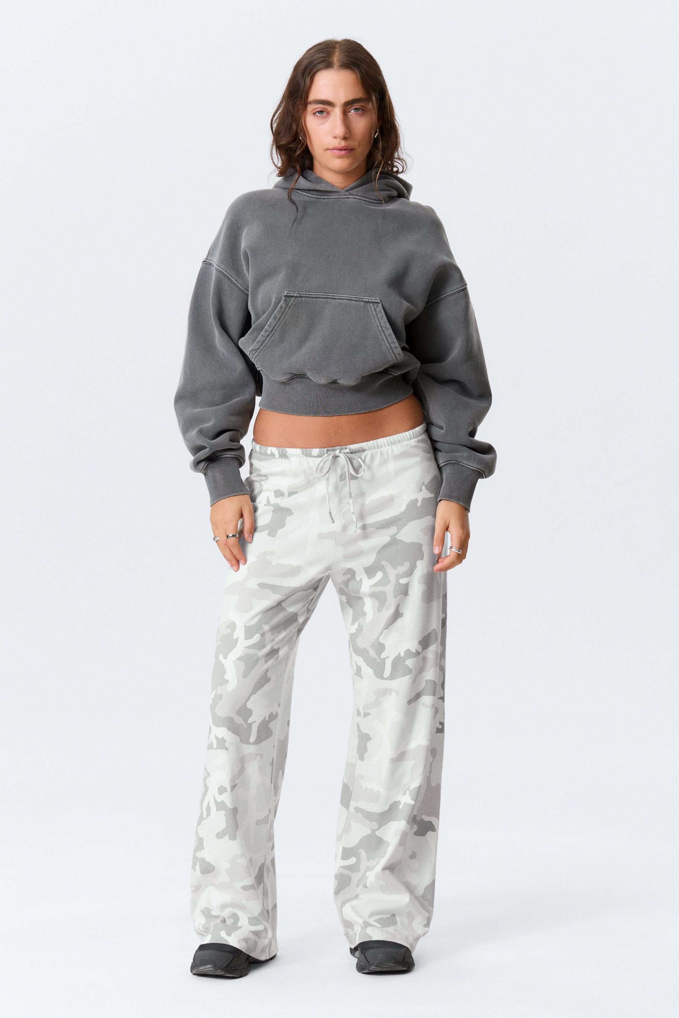 White - Camo - Printed Wide-Leg Pull-On Trousers - 1