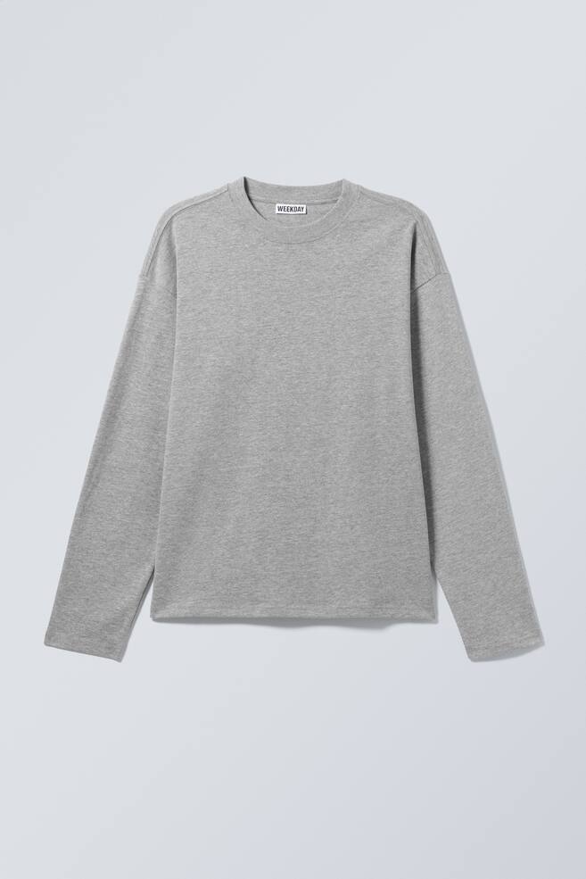Långärmad T-shirt med lös boxig passform - Ljus gråmelerad/Randig Vit/Svart/Vit/Blå & vitrandig/Randig Grön/Vit/Vit & Navy-randig/Mörk Khakigrön/Tvättad Mörkgrå/Svart/Randig Syrén/Svart/Mörk Mullvad/Mörkgrå/Mörklila/Mörkbrun/Randig Ljus Mullvad/Randig vit & mörkröd/Vit/Grå-randig - 1