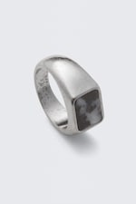 Rhodium - Black Stone - Rock Ring - 1