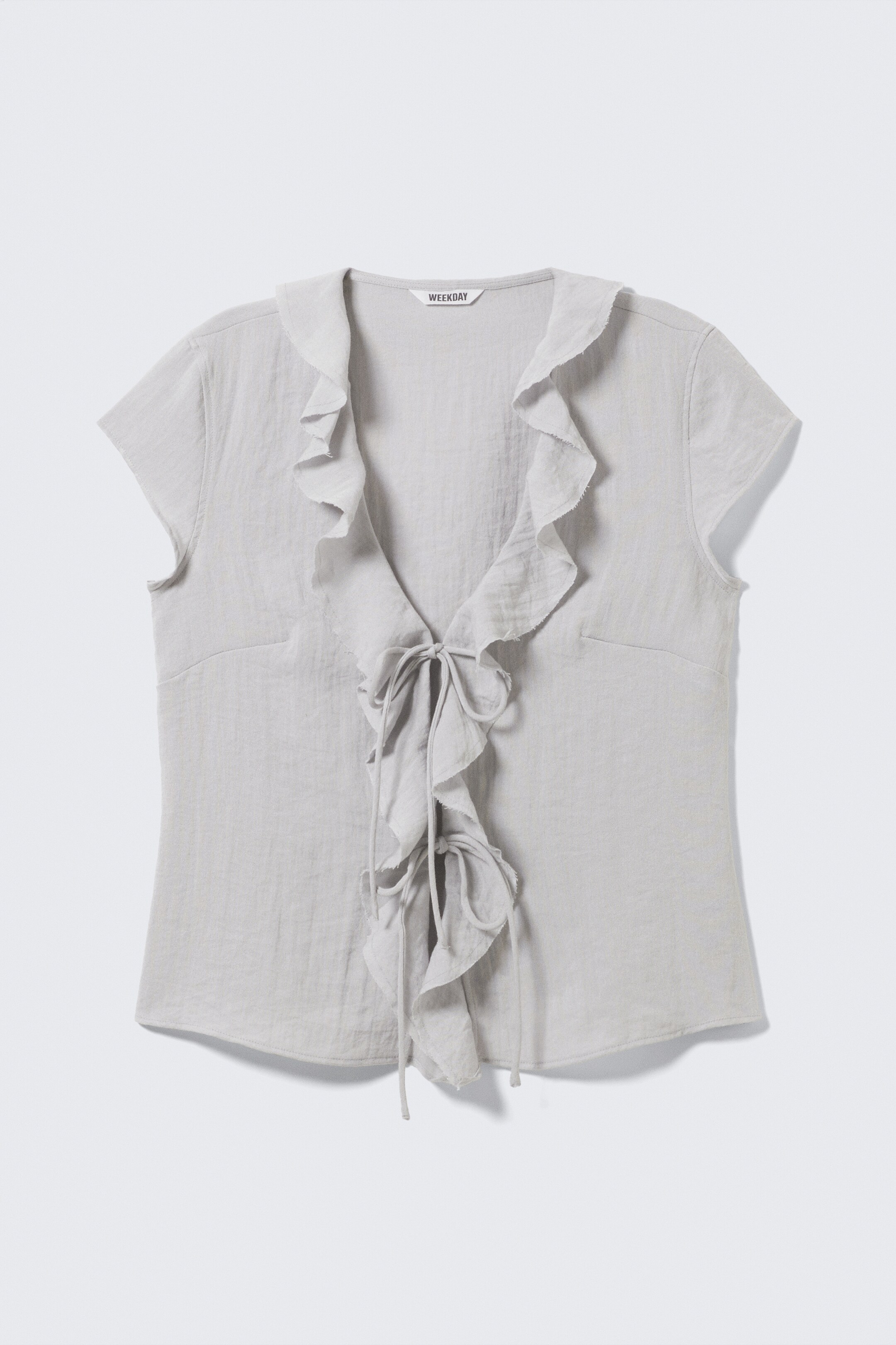 Zobrazit větší obrázek: Frilled Tie-Front Top - Světle šedá - ŽENY | H&M CZ 5