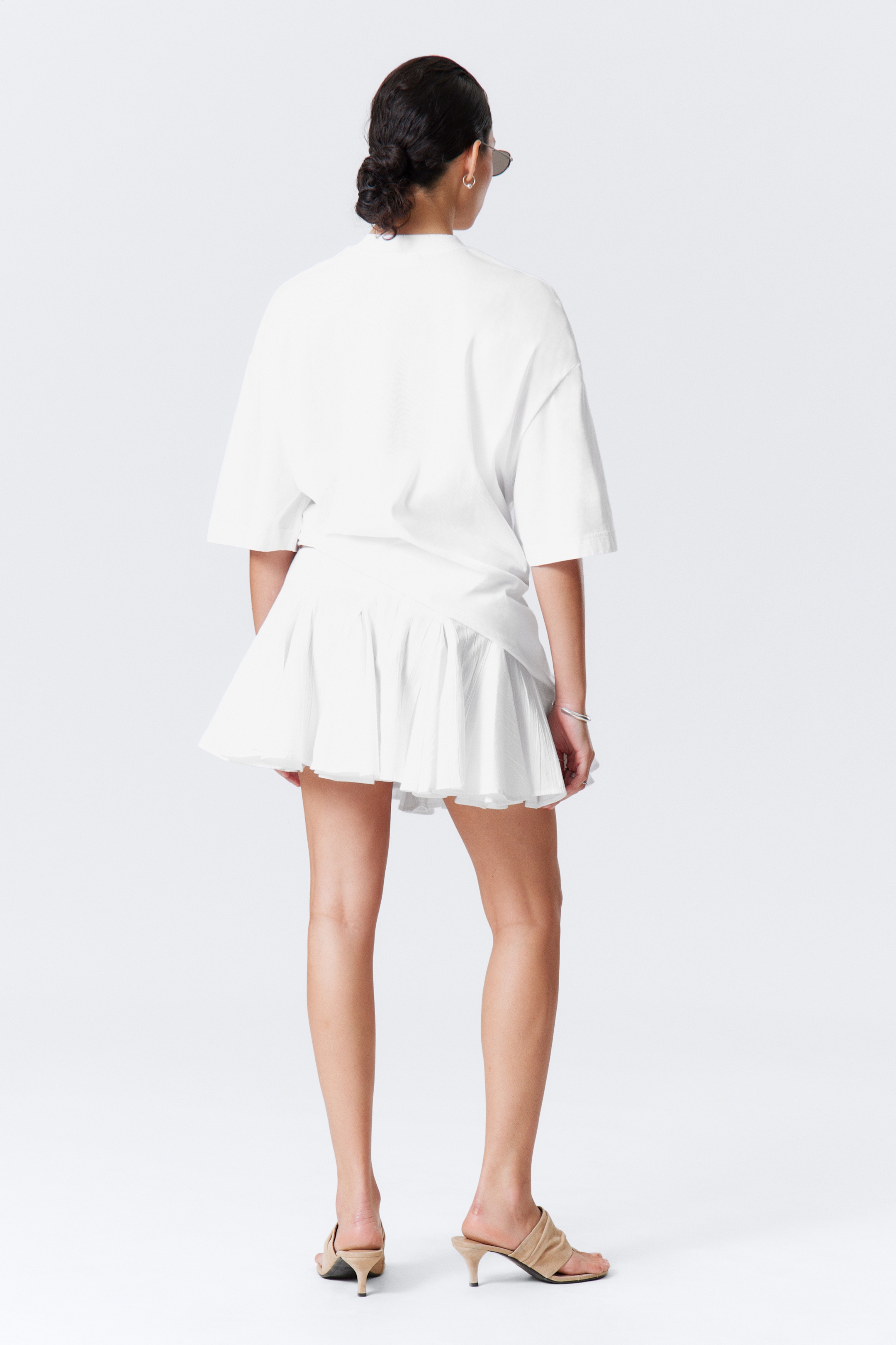 Zobacz większy obraz: Plisowana spódniczka mini z bawełny - Biały - ONA | H&M PL 3