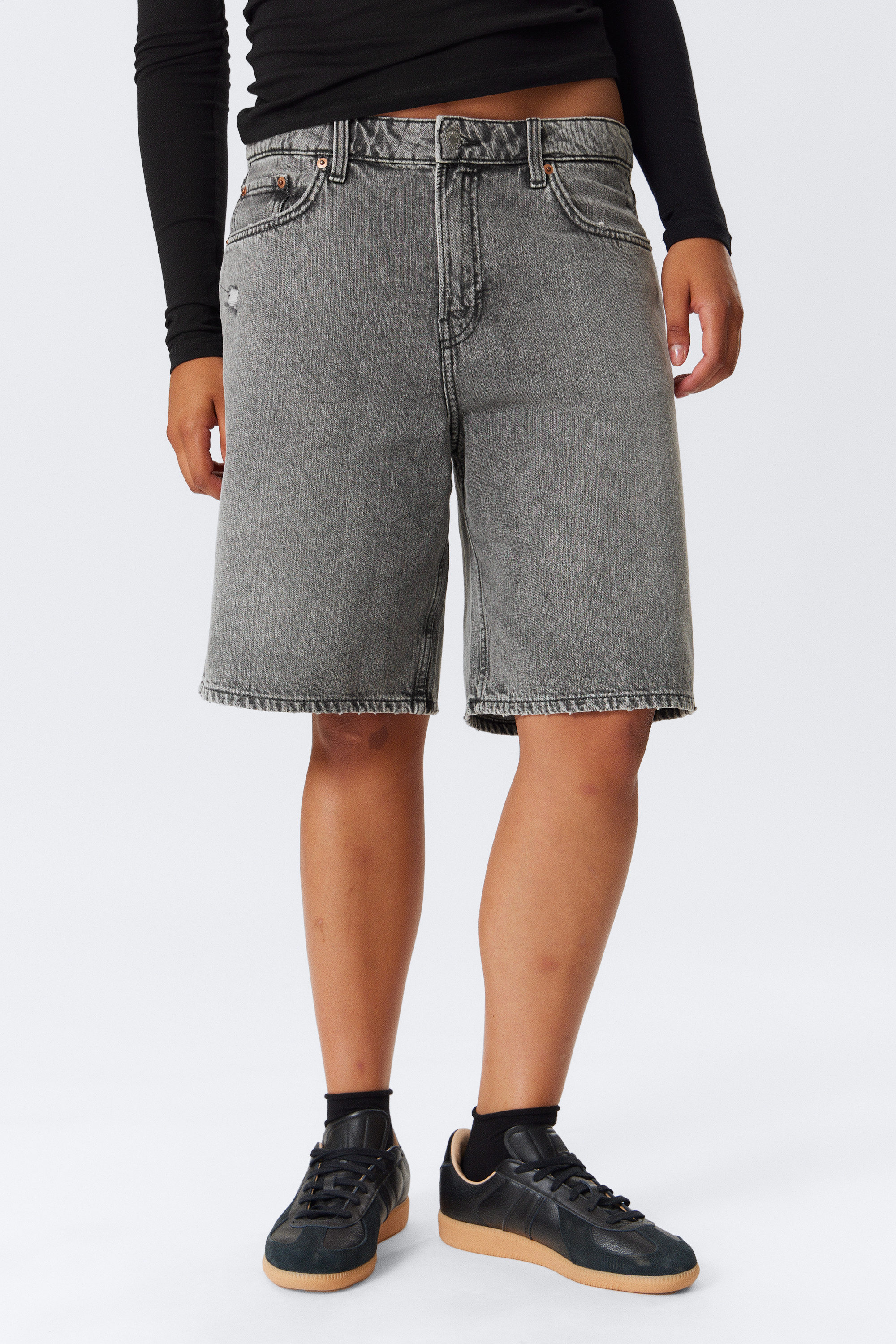 Grey Fade - Grey - Monterey Low Rise Denim Shorts - 2