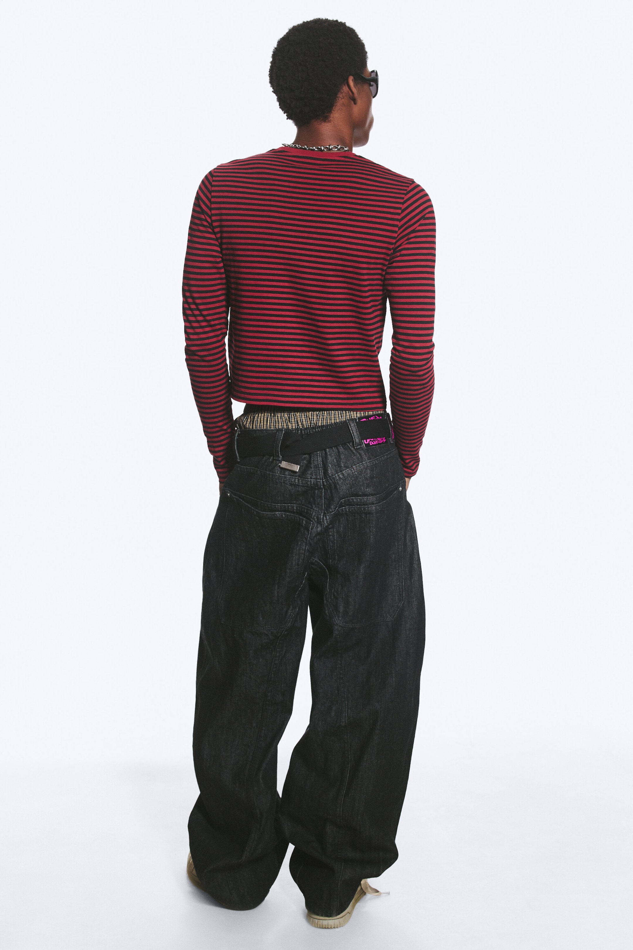 Black Rinse – svart - Dunno unisex løs Barrel-jeans med lavt liv - 7