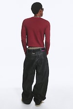 Black Rinse – svart - Dunno unisex løs Barrel-jeans med lavt liv - 7
