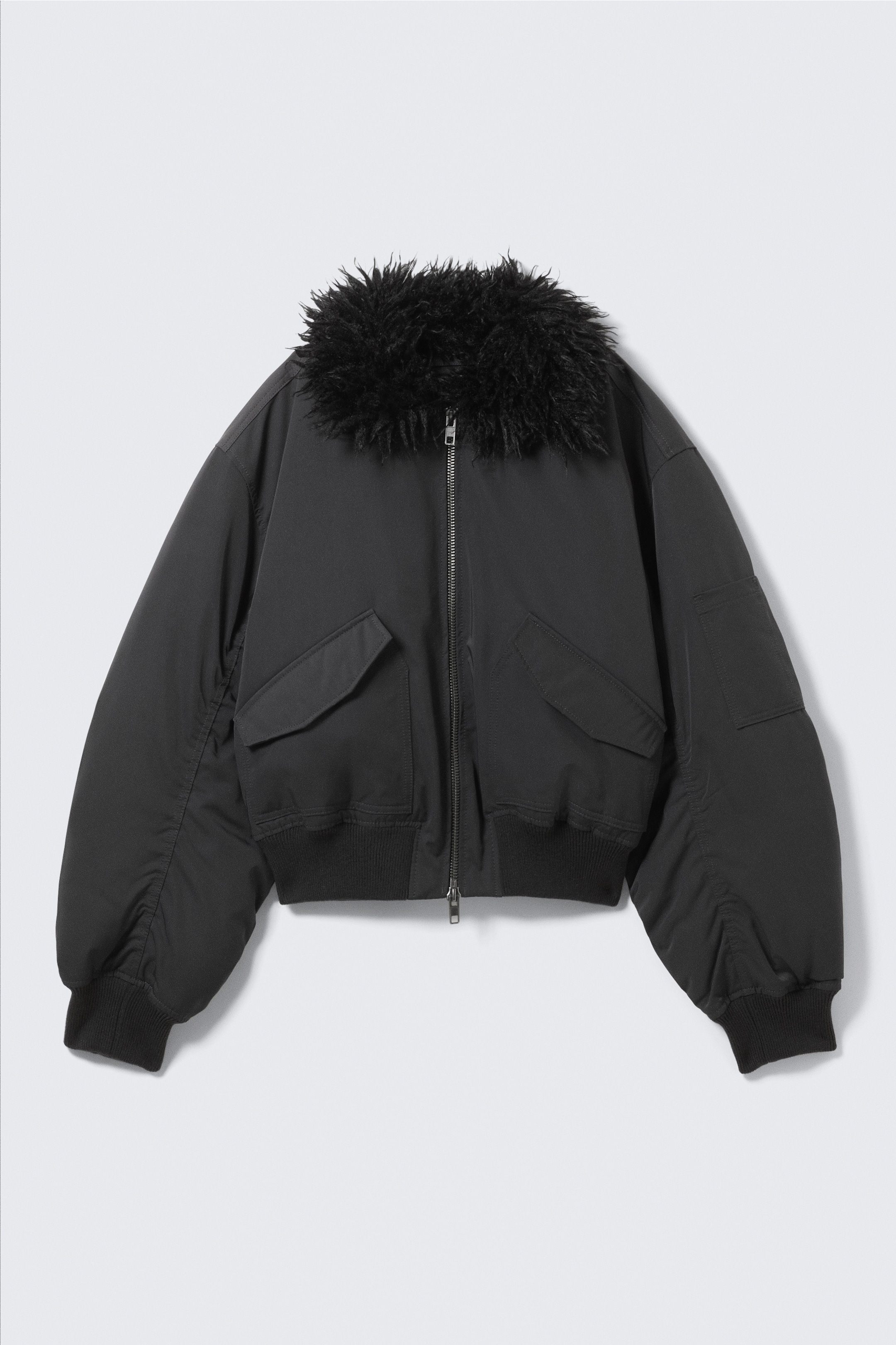 Agrandir l'image: Veste bomber à col en fausse fourrure - Gris foncé - FEMME | H&M FR 6