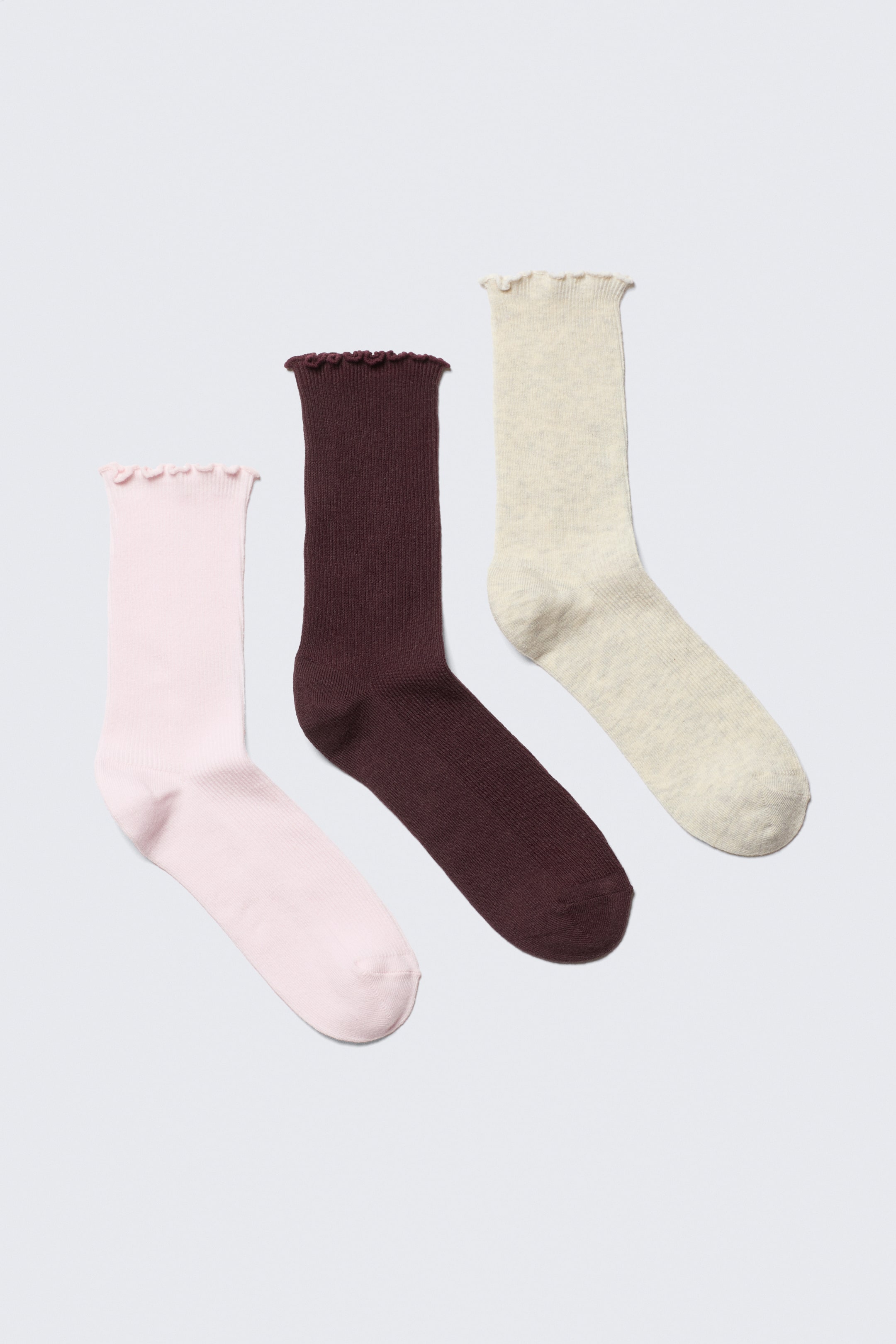 Grösseres Bild ansehen: 3er-Pack Rüschensocken - Pink/Burgund/Beige - DAMEN | H&M CH 1