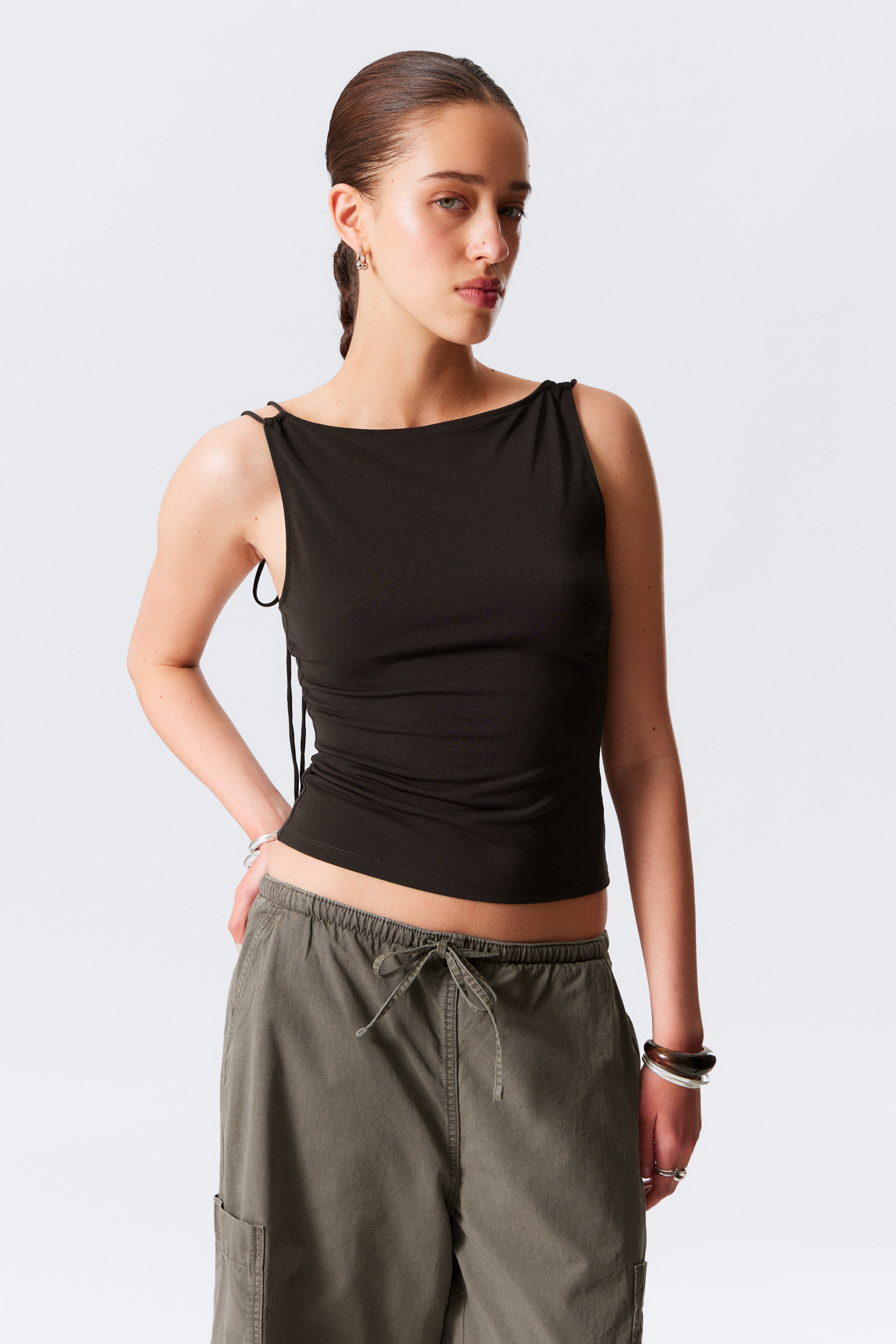 Agrandir l'image: Débardeur à encolure bateau en jersey - Marron foncé - FEMME | H&M FR 1