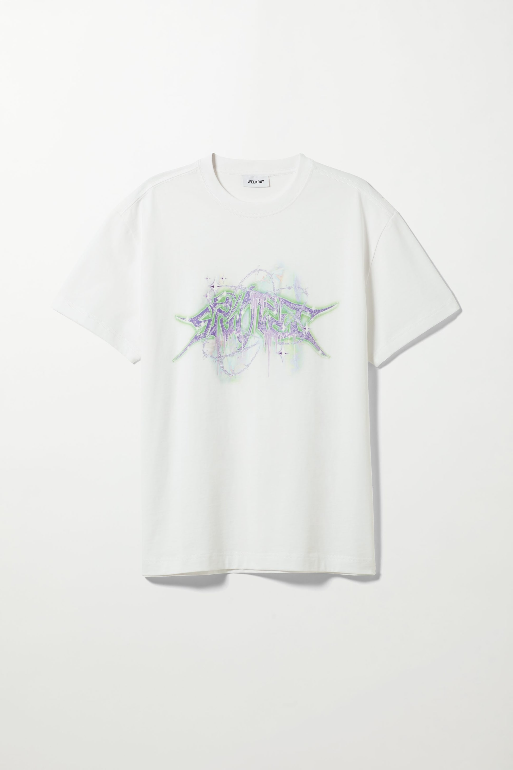 Vit med tryck - Oversized T-shirt med grafiskt tryck - 0