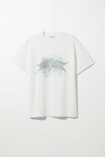 Vit med tryck - Oversized T-shirt med grafiskt tryck - 0