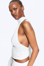 White - Draped Halterneck Top - 1