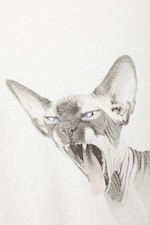 White - Sphynx Cat - Wide Oversized Printed T-shirt - 1