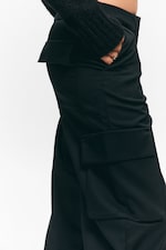 Black - Low Rise Cargo Suiting Trousers - 2