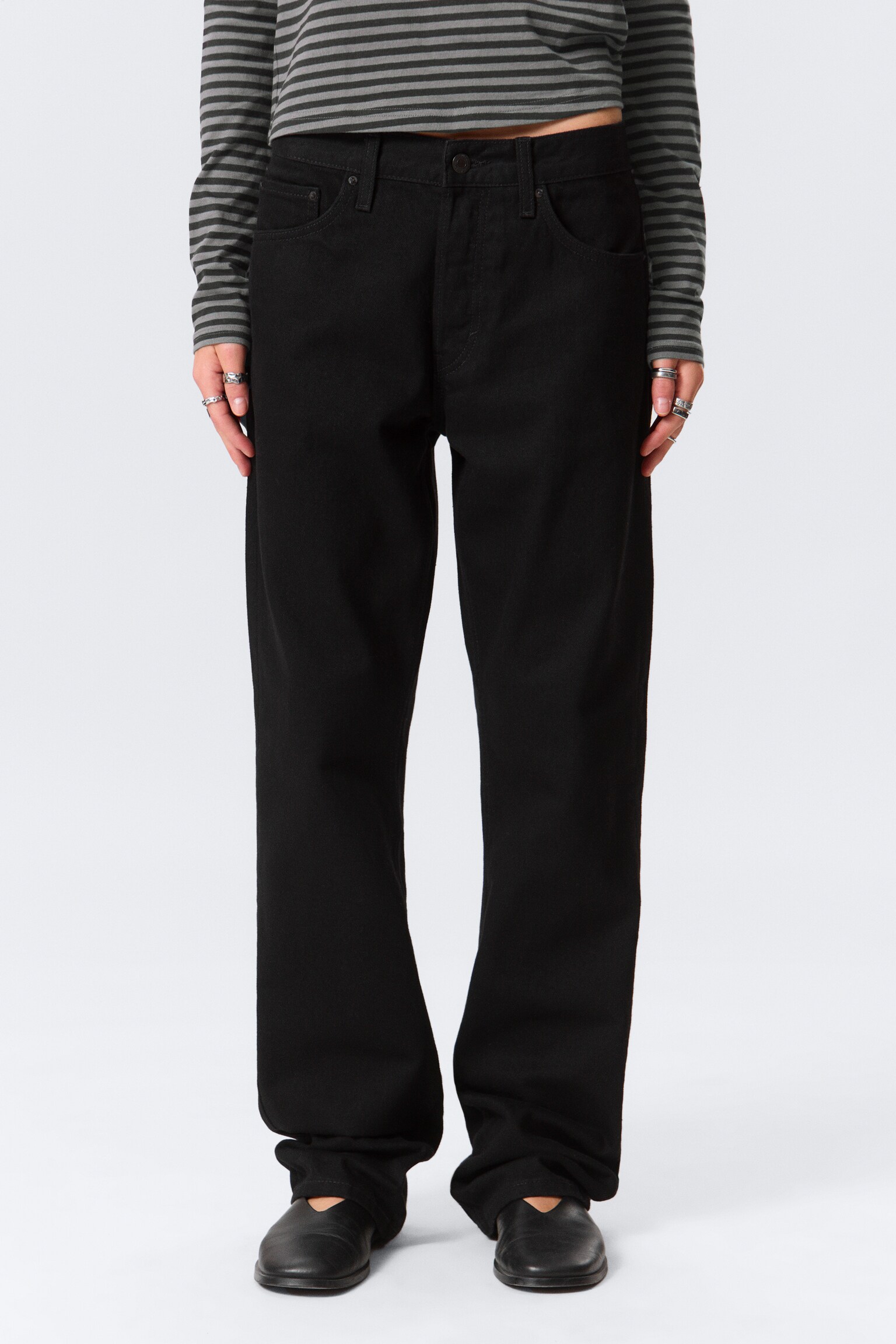 Orbit Mid Waist Regular Straight Leg Jeans - Black Rinse - Schwarz/Board Blue - Mittelblau - 10