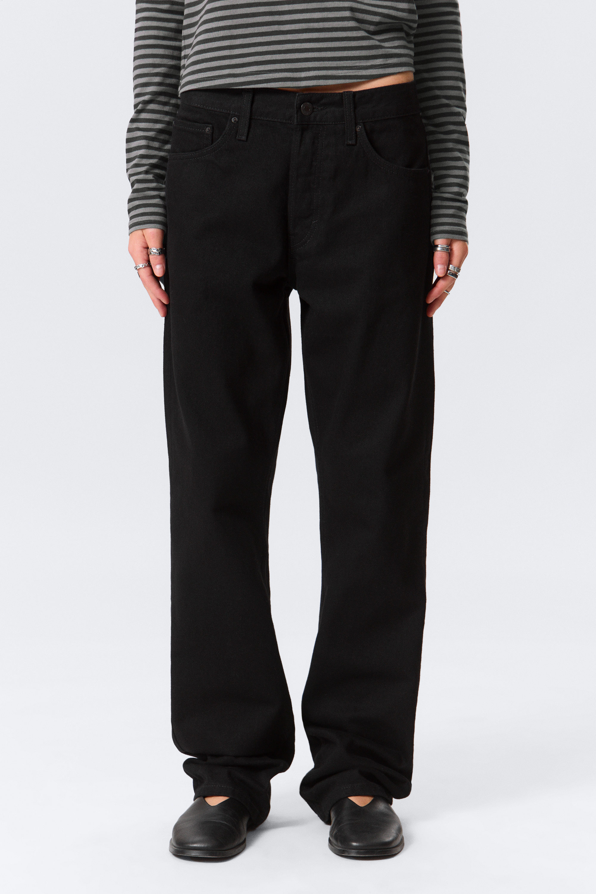 Black Rinse - Svart - Orbit Mid Waist Regular Straight Leg Jeans - 2