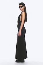 Black - Pleated Sleeveless Maxi Dress - 1