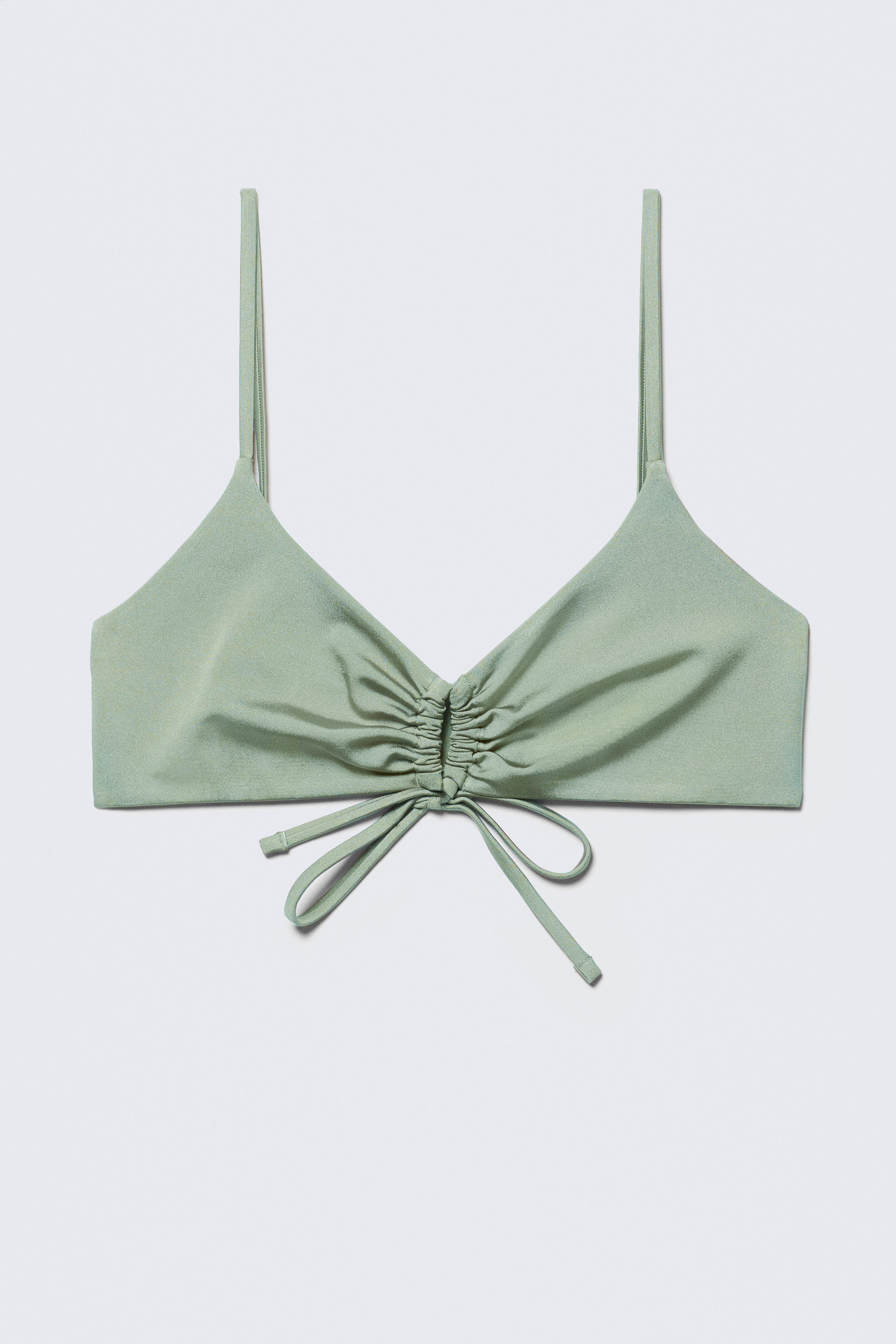 Grün - Gerafftes Triangel-Bikinioberteil - 4